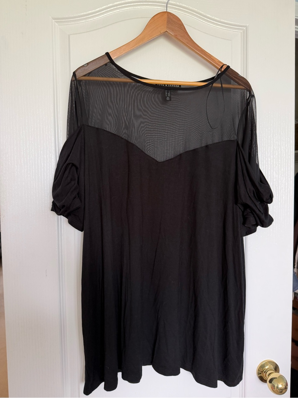 Mesh Yoke Black Women's Tunic Top